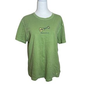 Life Is Good Green Shamrock On T-Shirt Large 100% Cotton St. Patrick’s Day